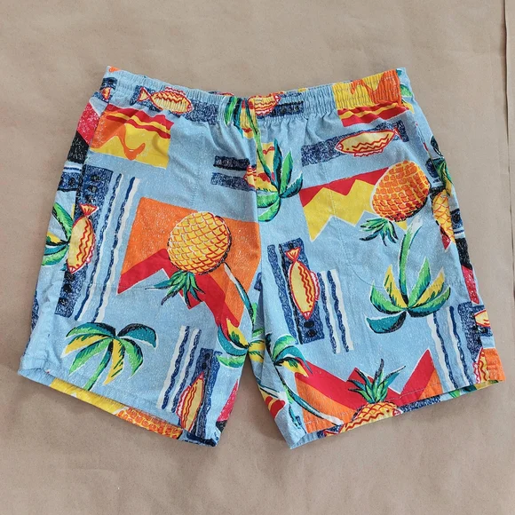 Unique Vintage Pineapple Print Men's Swim Shorts L - Picture 8 of 8